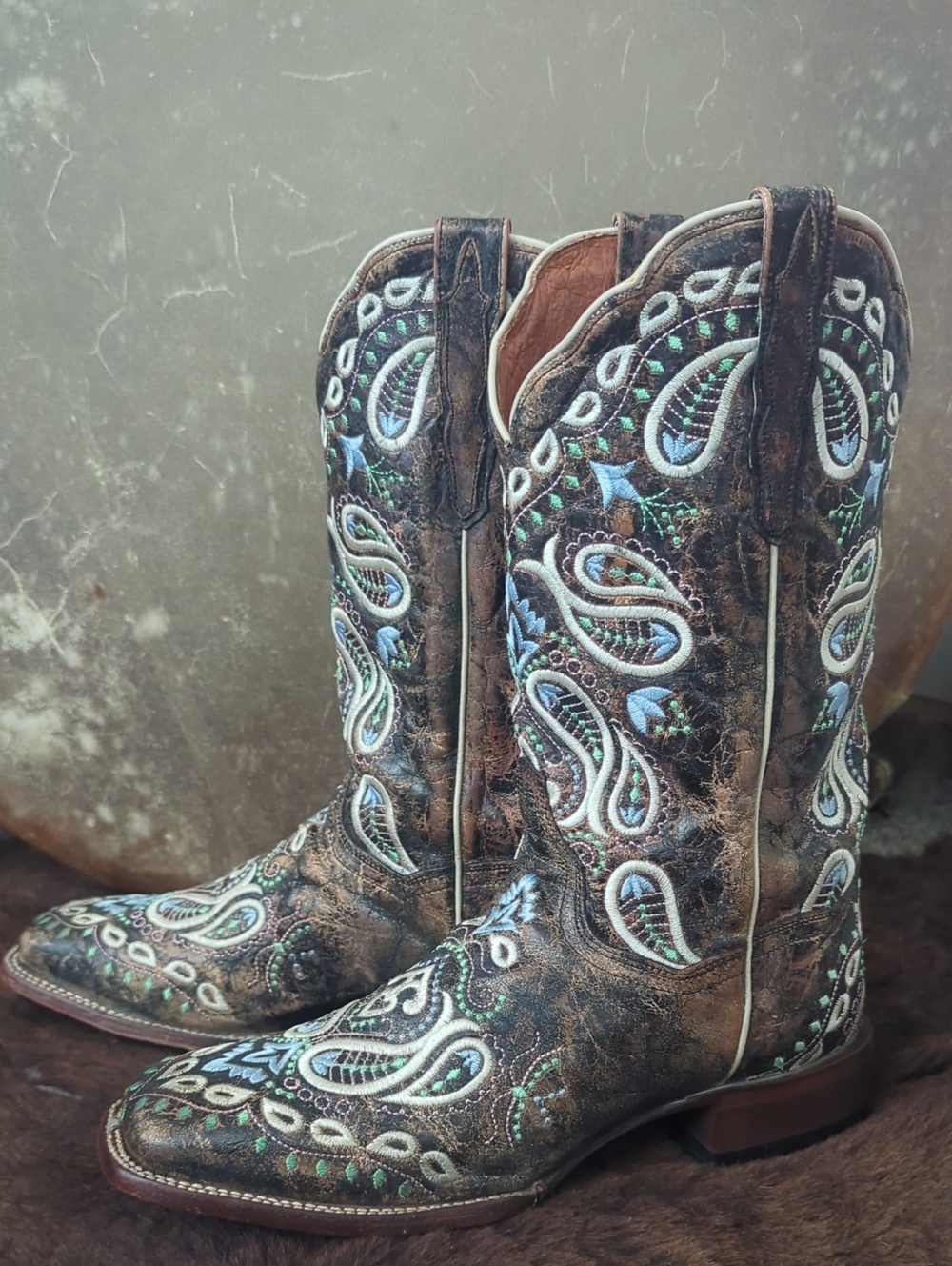 DAN POST DP4029 Cowgirl Certified "Anna" square toe cowgirl boots Paisley sz 10